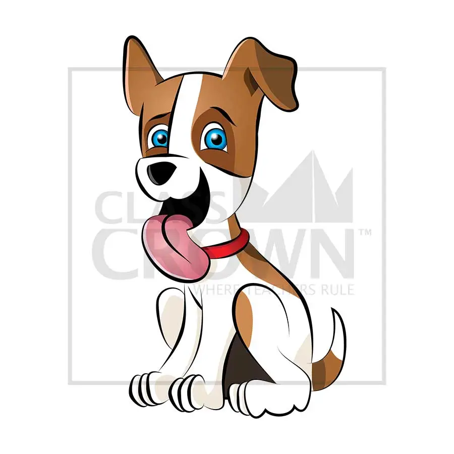 Dog clipart, White with brown spots
