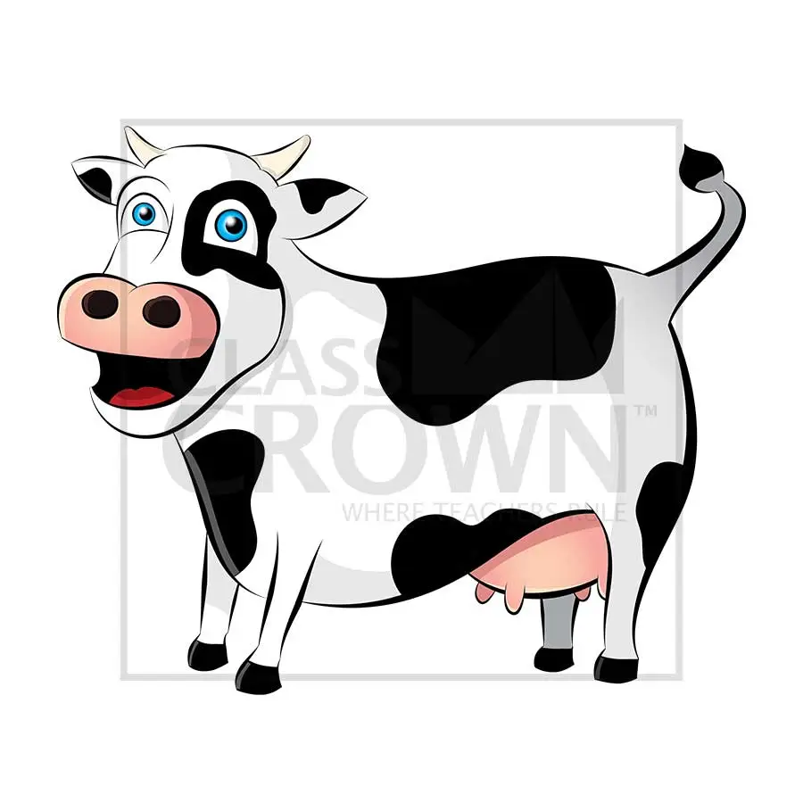 Cow clipart, Dairy, white with black spots