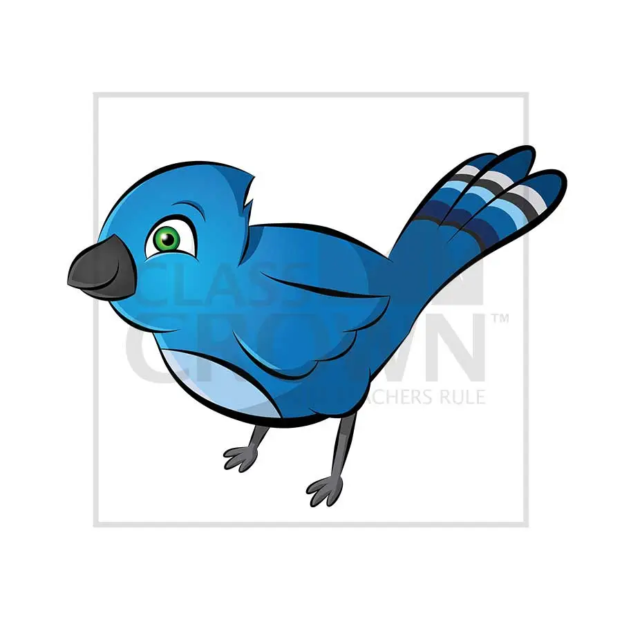 Blue Bird clipart, Blue bird with striped tail feathers