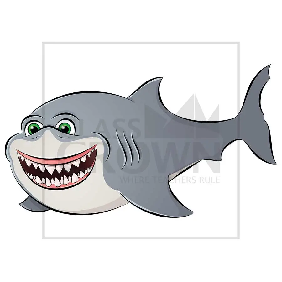 Great White Shark clipart, Gray and white shark with sharp teeth