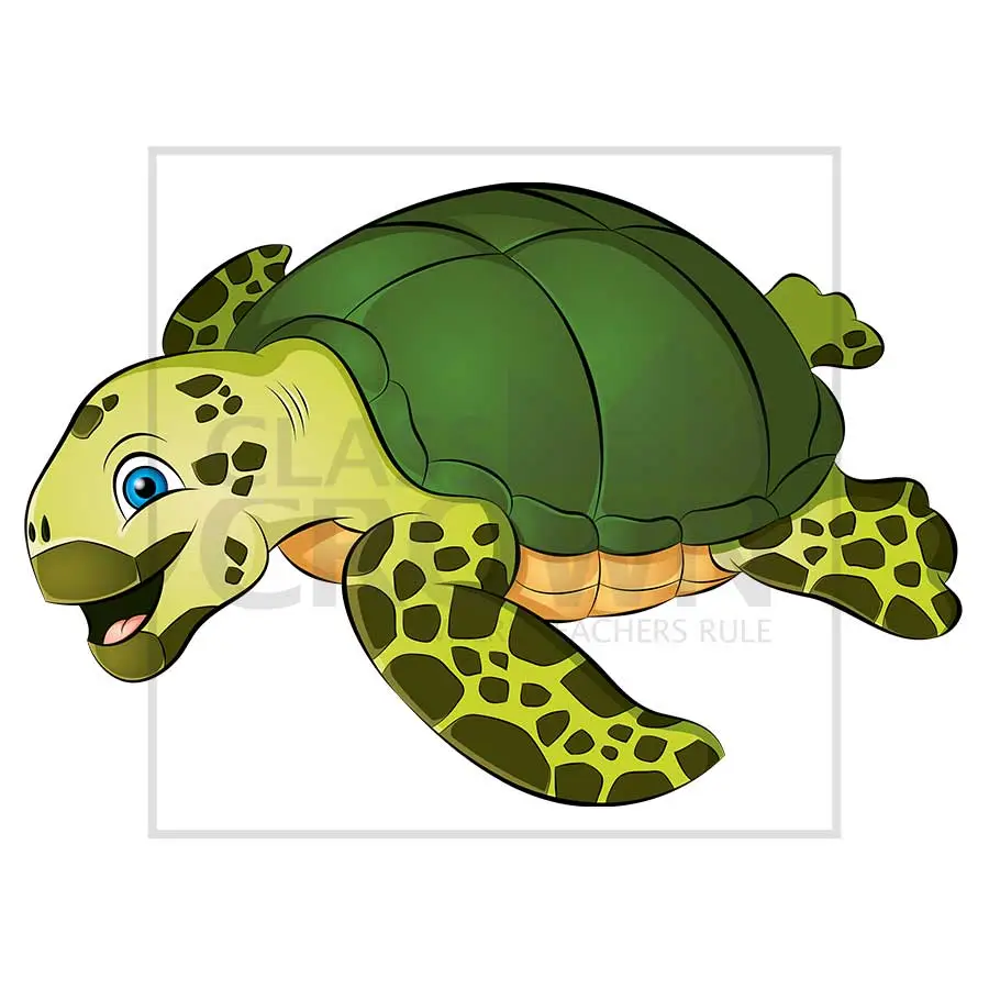 Sea Turtle clipart, Green and yellow sea turtle