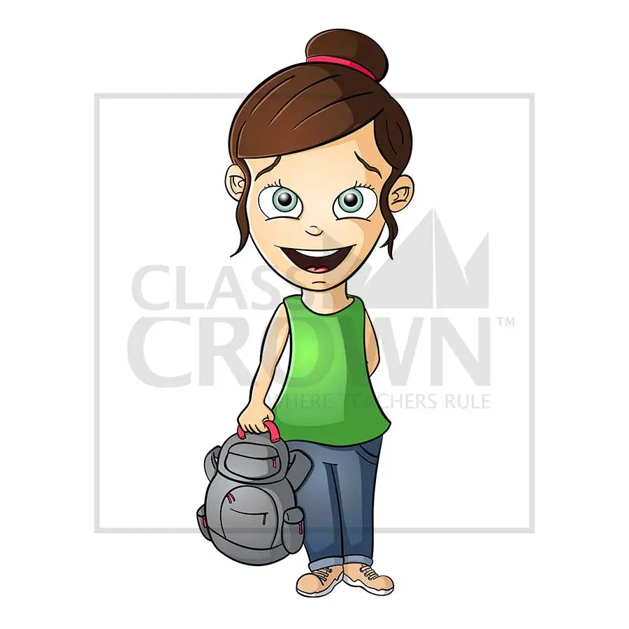 Girl with Backpack clipart