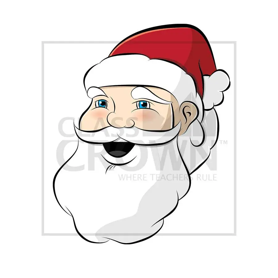 Santa clipart, Head only, White beard