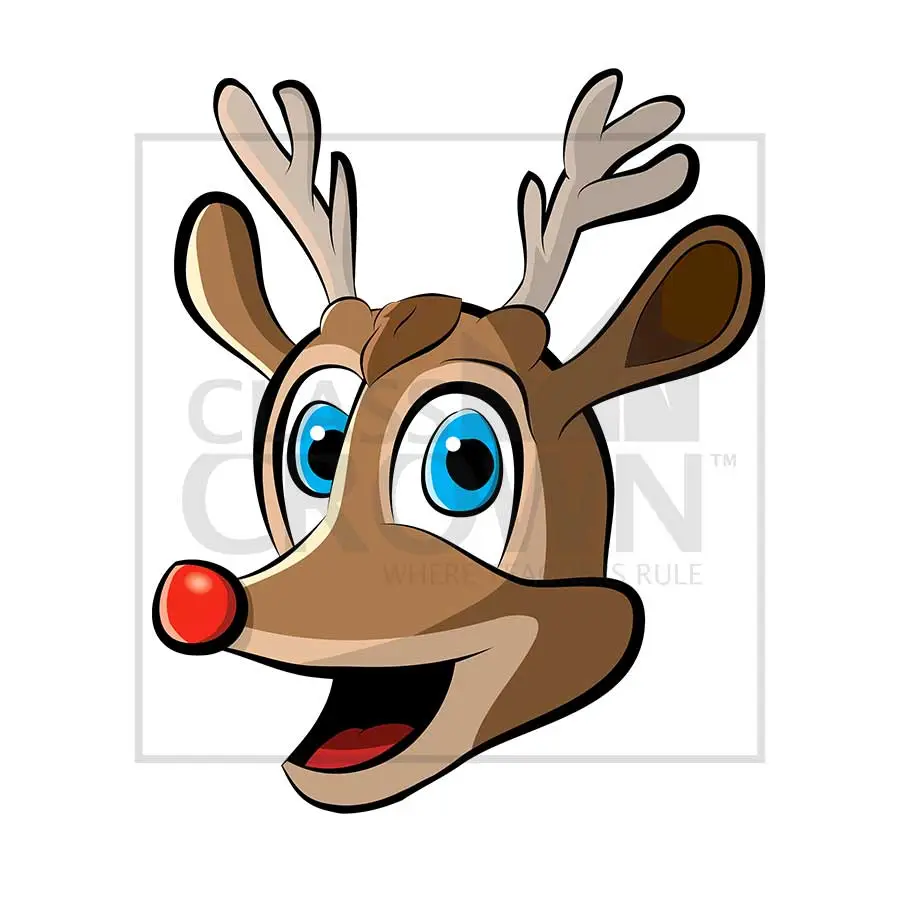 Rudolph clipart, Head only, antlers, blue eyes