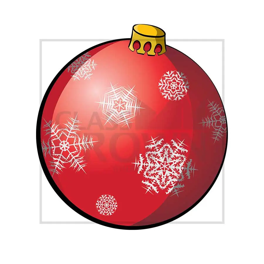 Christmas Ornament clipart, Red with white snowflakes