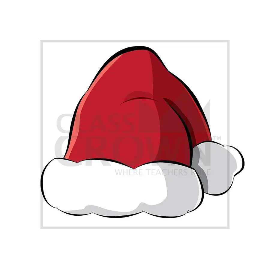 Santa Hat clipart, Traditional red with white accents