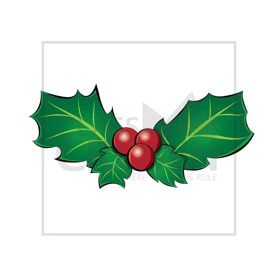 Holly & Ivy clipart, Traditional green ivy with red holly 