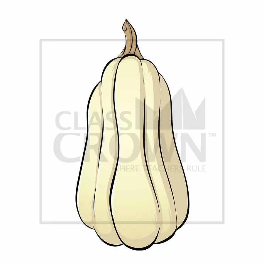 Pumpkin clipart, white, tall, and pear-shaped