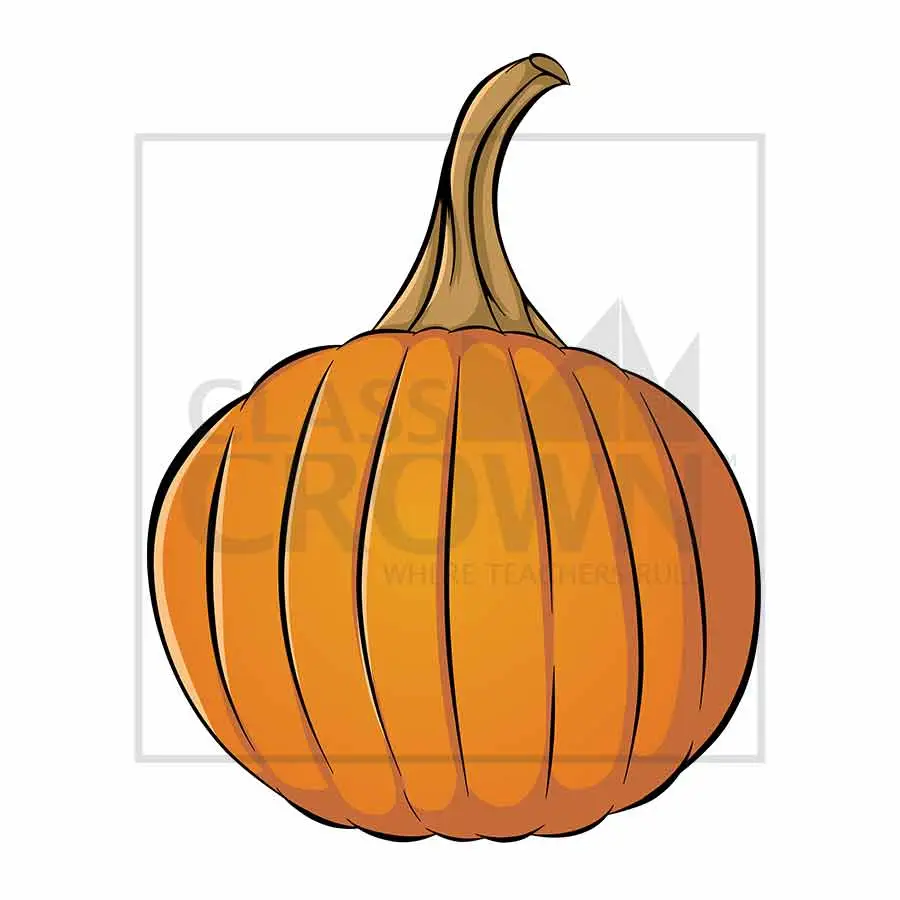 Pumpkin clipart, orange, round, with large stem
