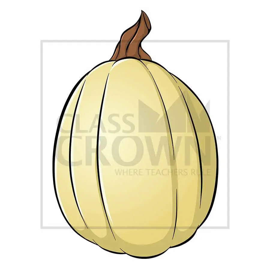 Pumpkin clipart, white, with oval shape