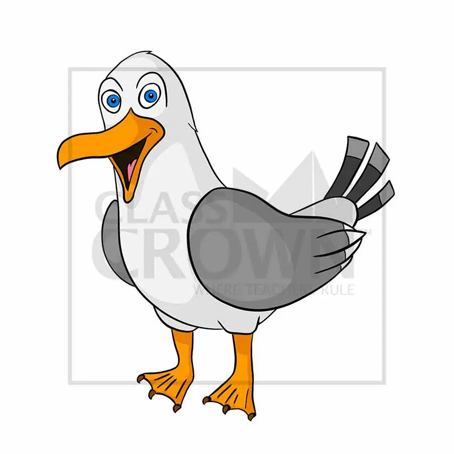Seagull bird clipart with striped tail.