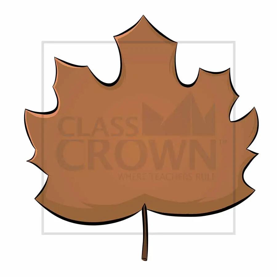 Fall leaf clipart, brown, blank