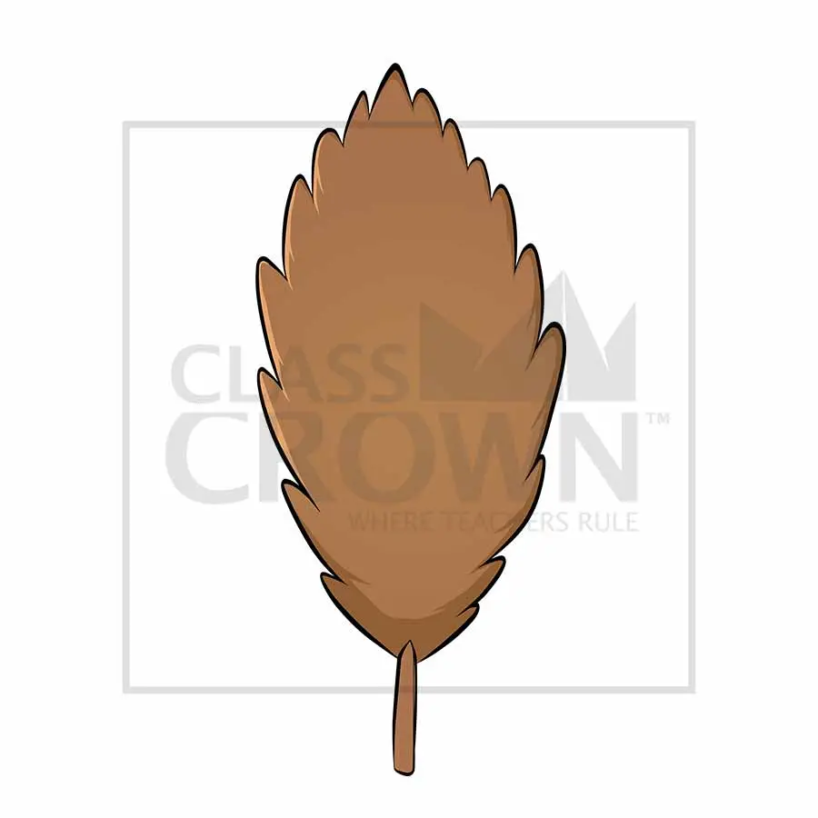 Fall leaf clipart, brown and tall, blank