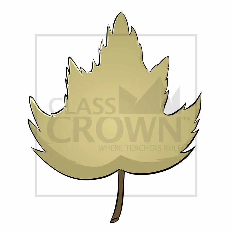 Fall leaf clipart, green and gray, blank