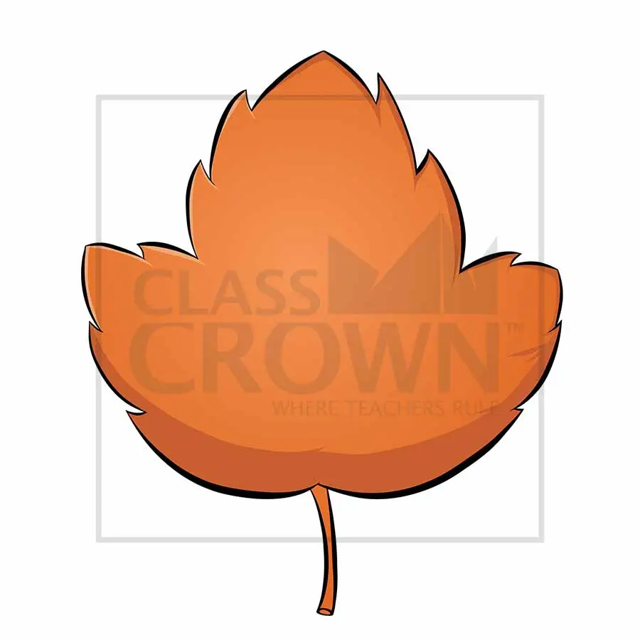 Fall leaf clipart, orange, blank