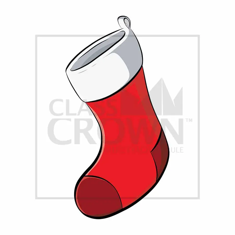 Red and white stocking with dark red accent
