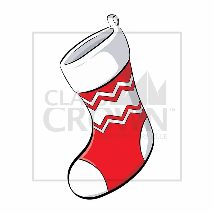 Red and white stocking with zig-zag design