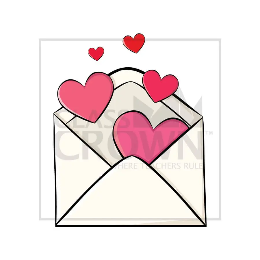 Hearts coming out of envelope