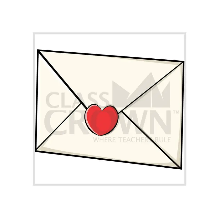 Sealed envelope with heart sticker