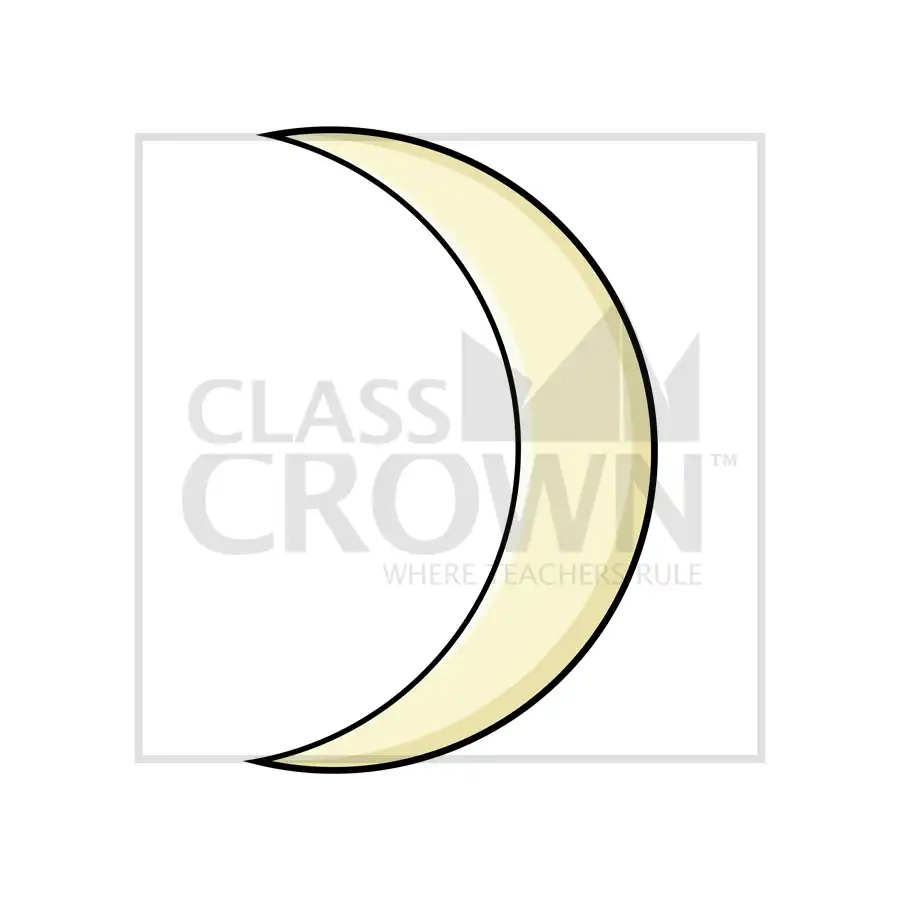 Light yellow moon in crescent shape