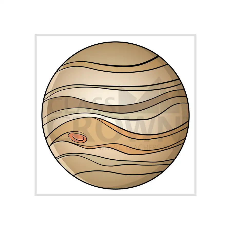 Tan and brown planet with red spot
