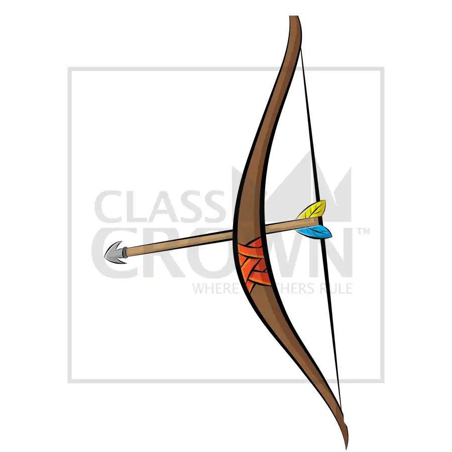 Classic wooden long bow and arrow