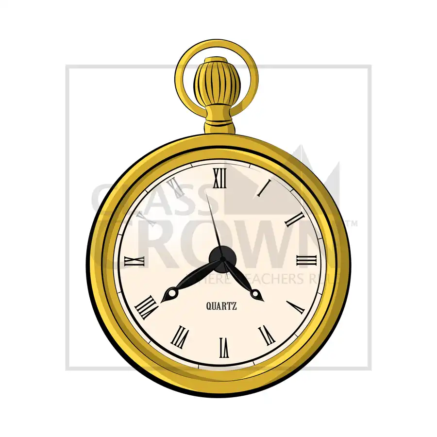 Gold, classic pocket watch with roman numerals