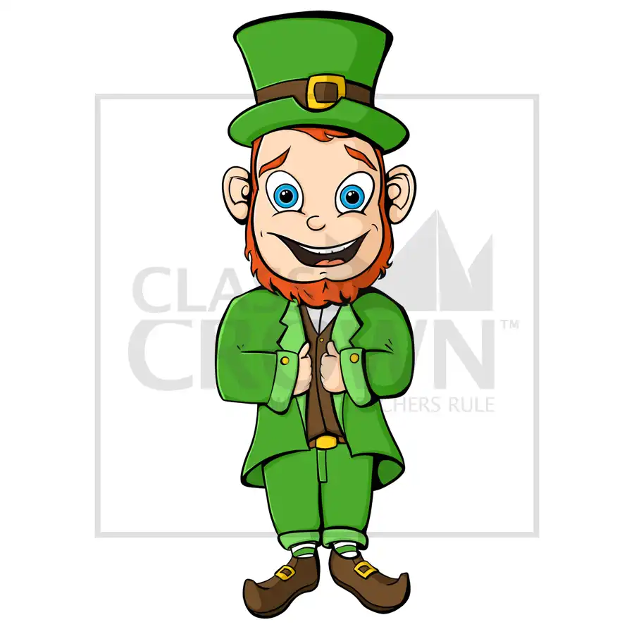 Leprechaun in a green suit with a top hat