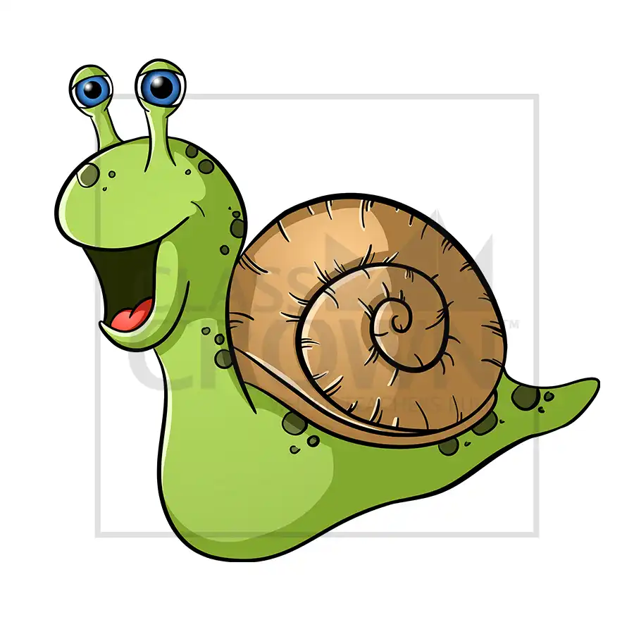 Green snail with brown shell