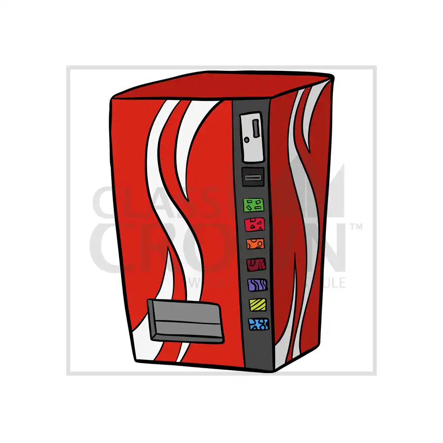 Red vending machine with swoosh accents