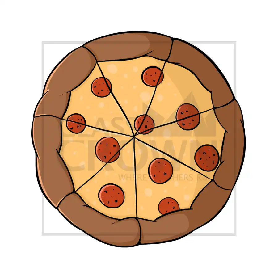 Whole pepperoni pizza with 7 slices