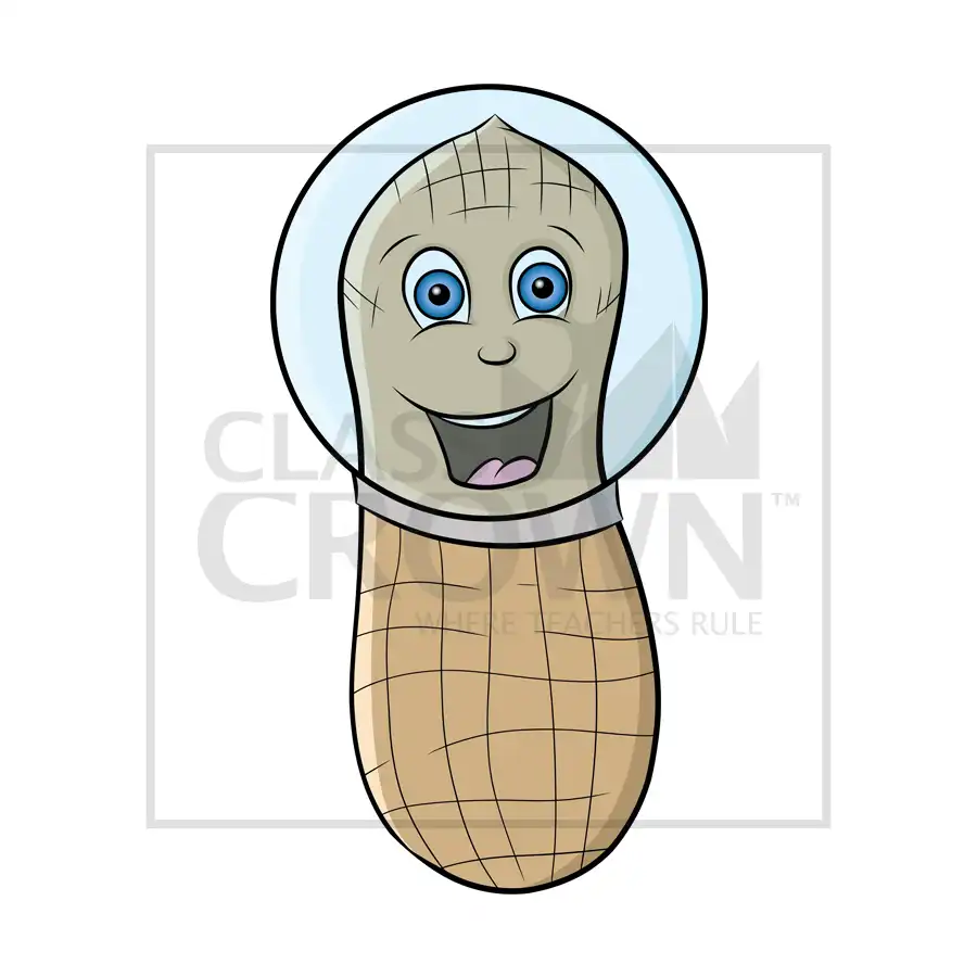 Smiling peanut guy with space helmet