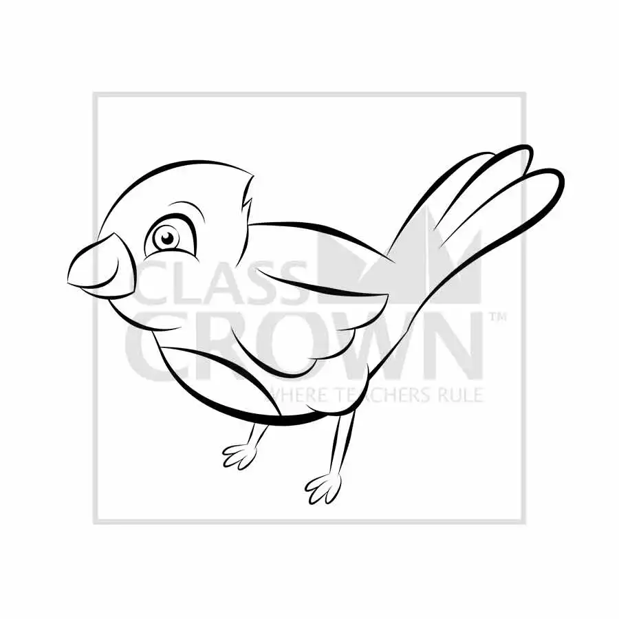 Blue Bird clipart, Blue bird with striped tail feathers