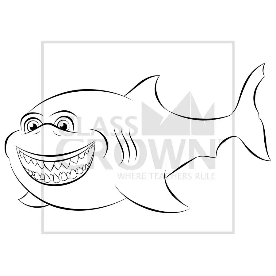 Great White Shark clipart, Gray and white shark with sharp teeth