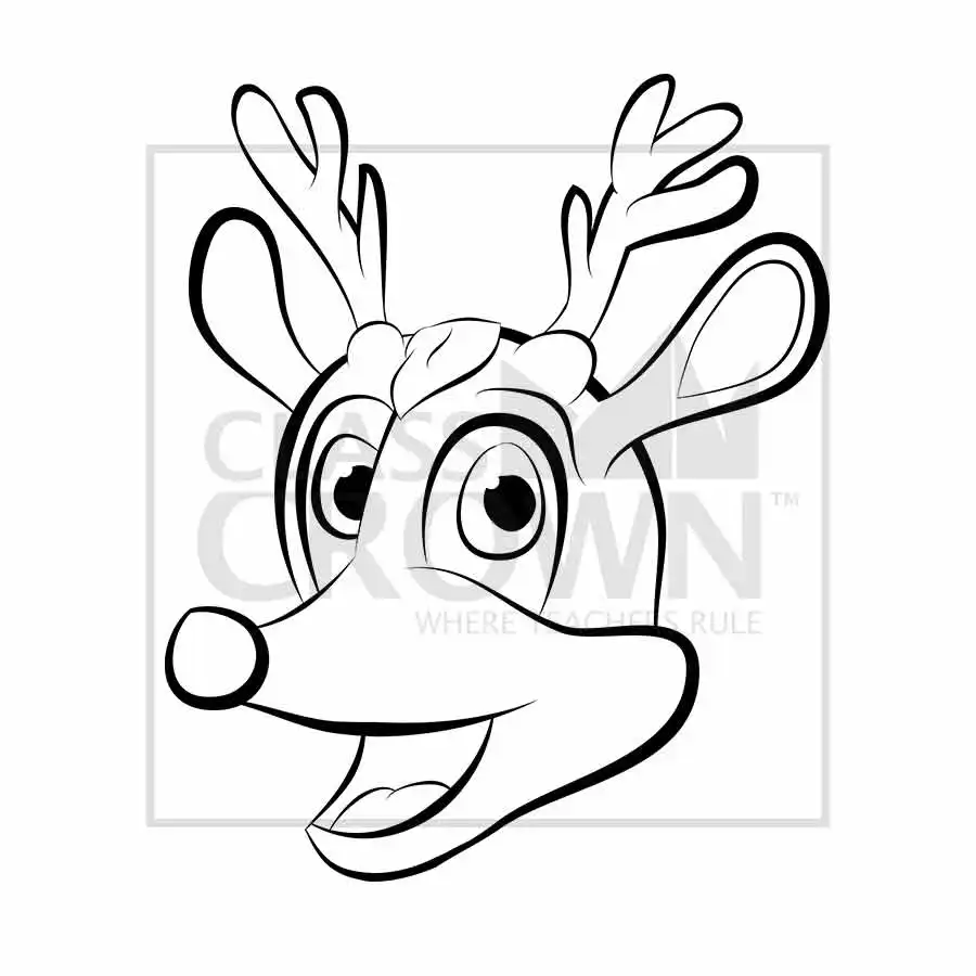 Rudolph clipart, Head only, antlers, blue eyes