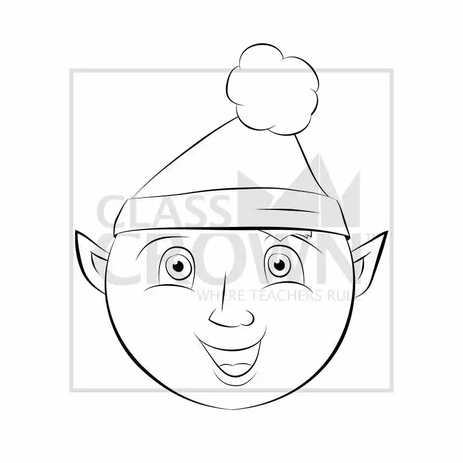 Elf clipart, Head only, green hat, pointy ears