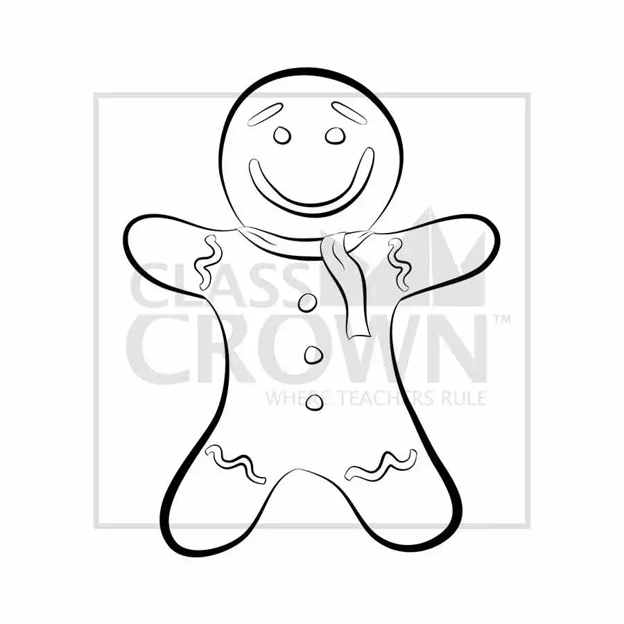 Ginerbread Man clipart, Smiley face, red scarf