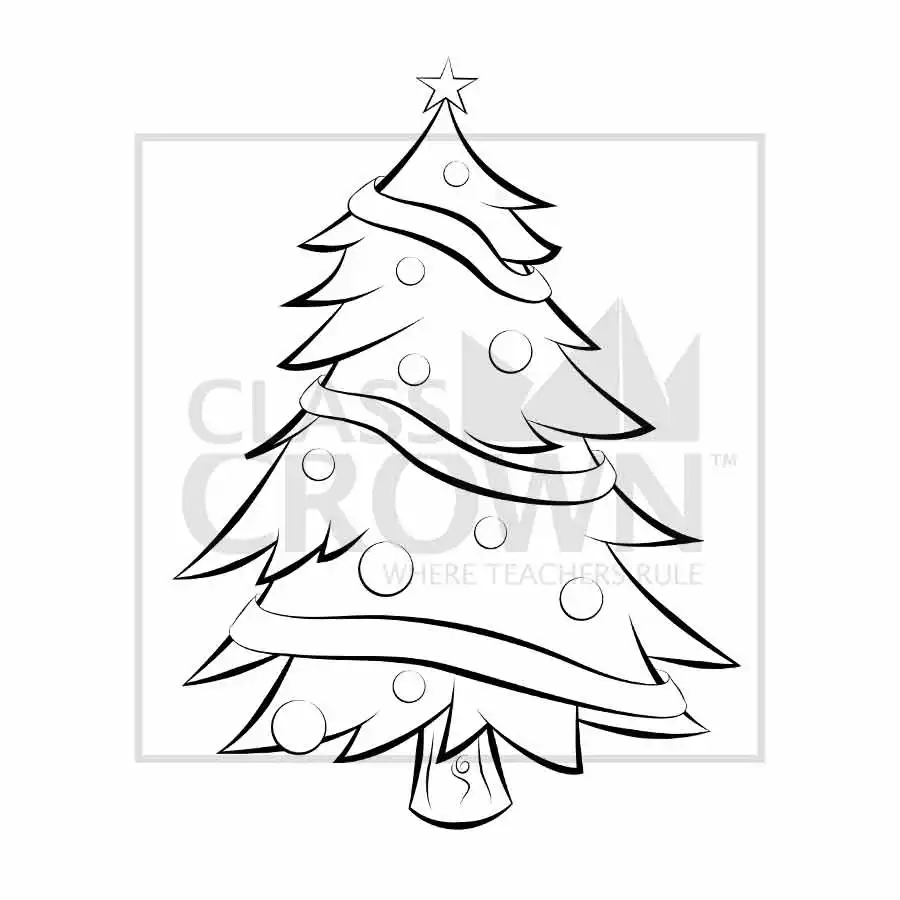 Christmas Tree clipart, Red ornaments, gold garland, white lights