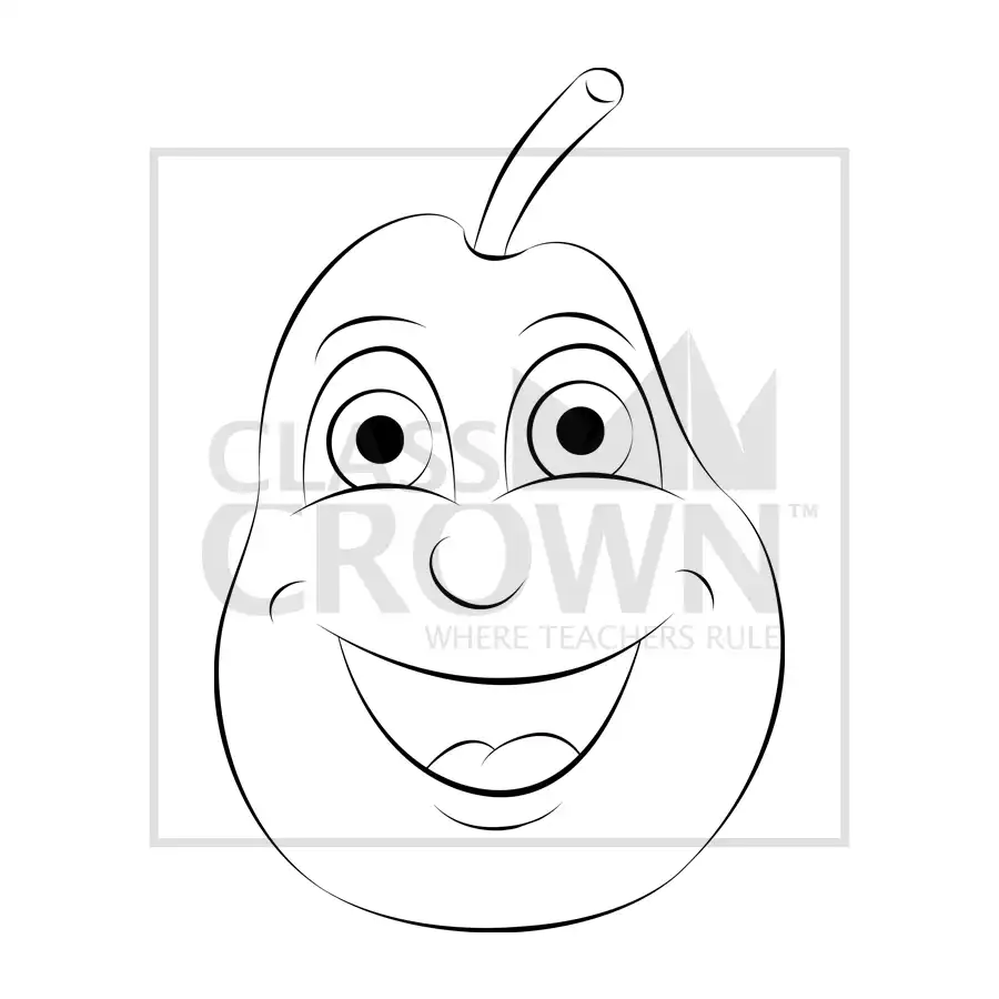 Green pear fruit with smiling face