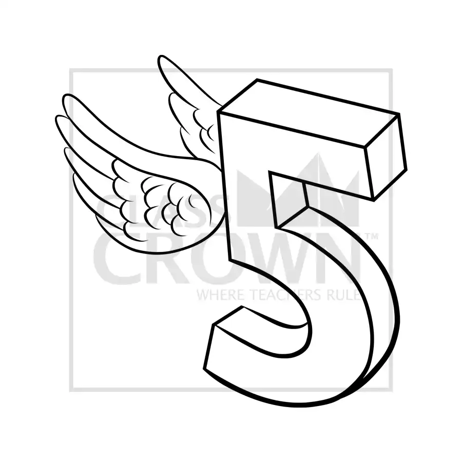 Yellow number five with wings