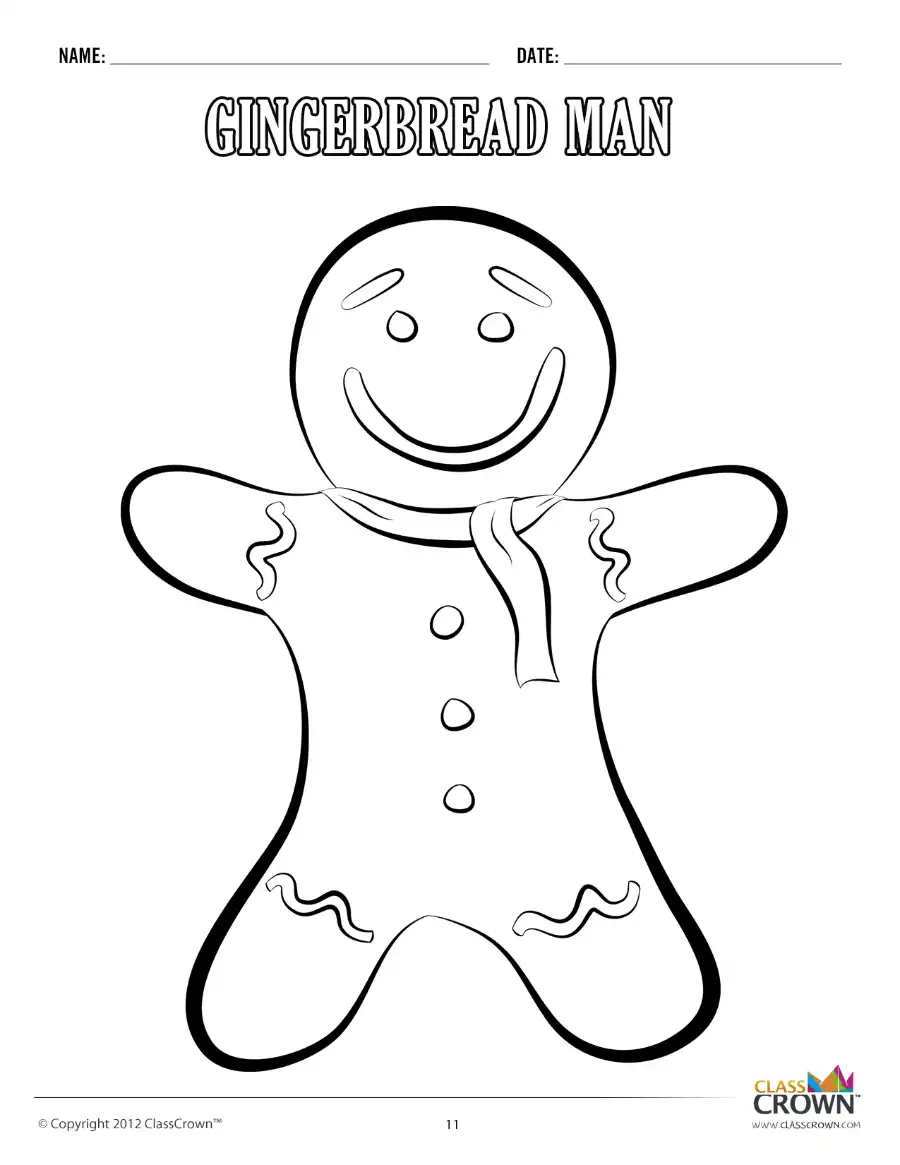 Christmas coloring page, gingerbread man.