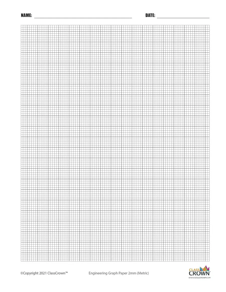 2 mm engineering graph paper with name block.