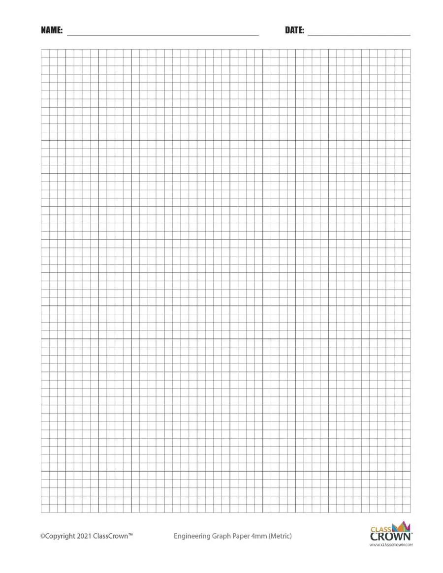 4 mm engineering graph paper with name block.