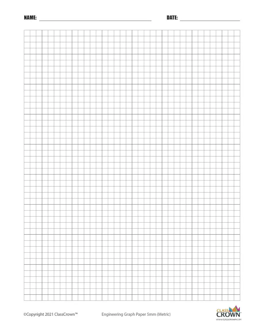 5 mm engineering graph paper with name block.
