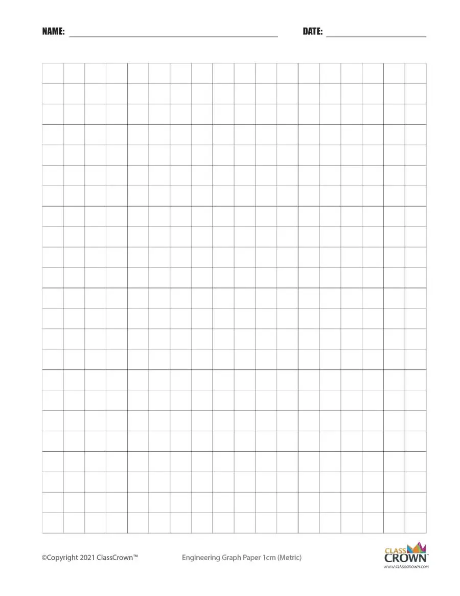 1 cm engineering graph paper with name block.