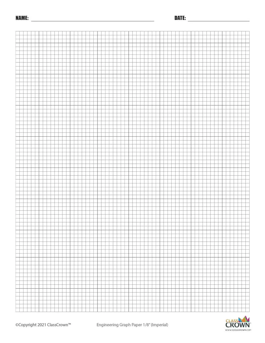 Eighth inch engineering graph paper with name.