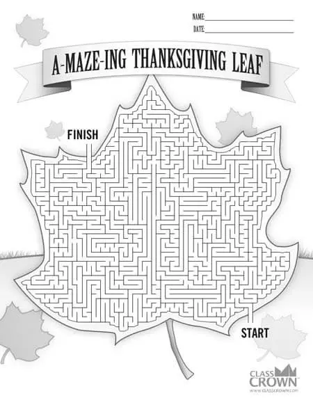 Thanksgiving maze, leaf.
