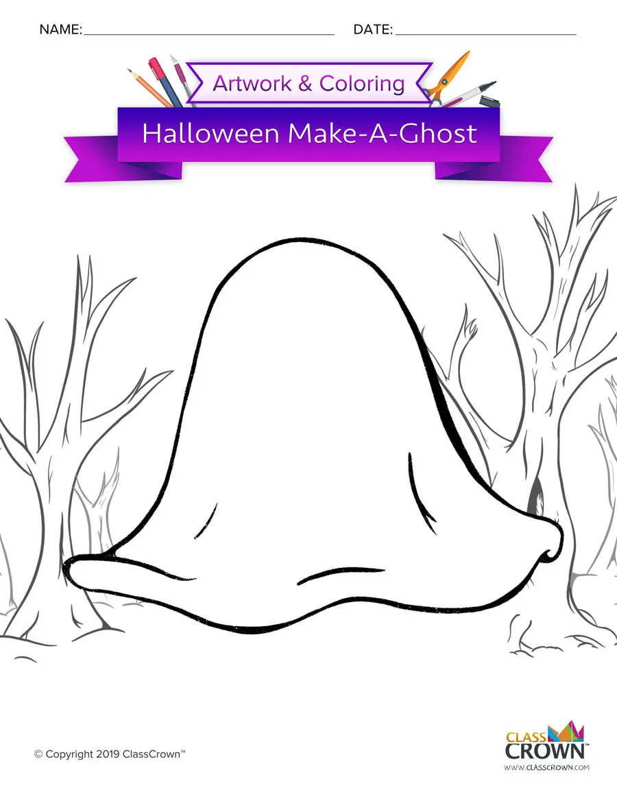 Halloween ghost coloring page.