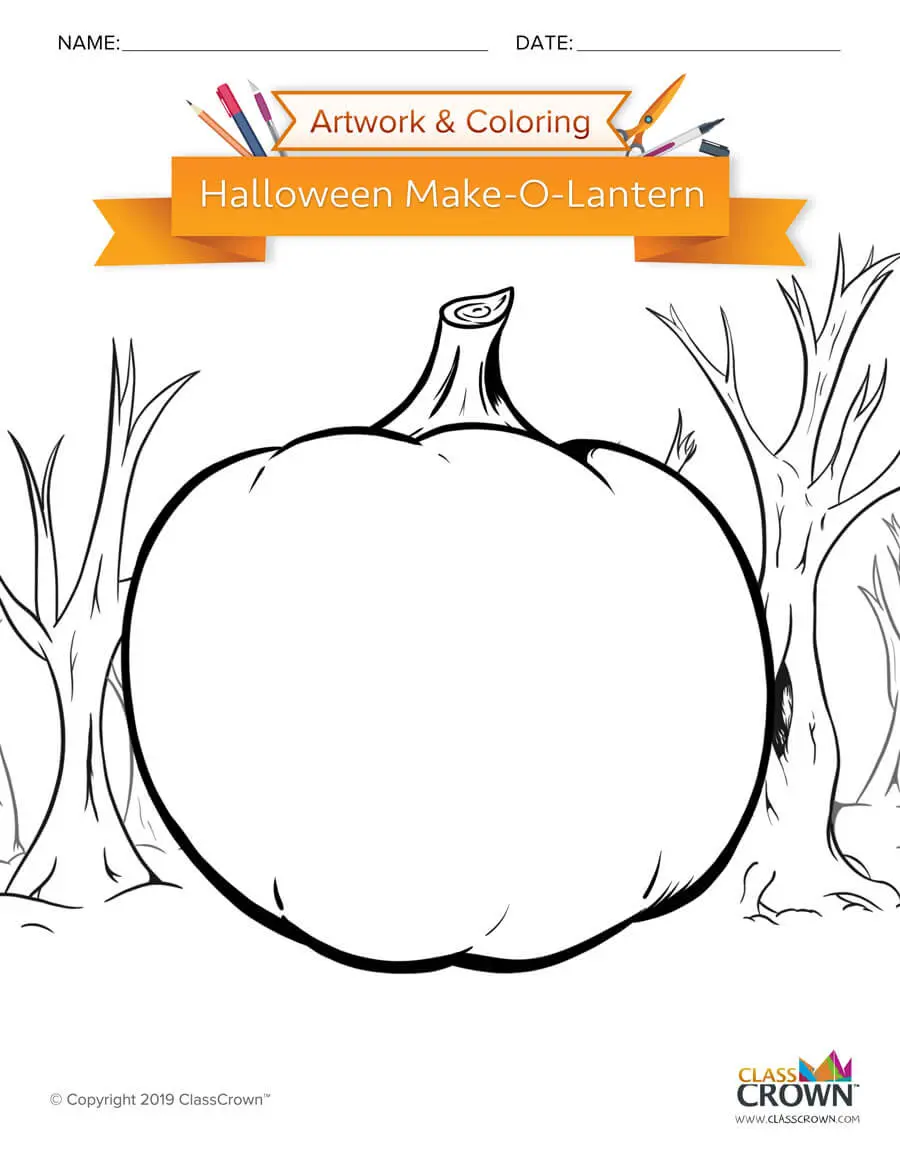 Halloween Jack-O-Lantern coloring page, blank.