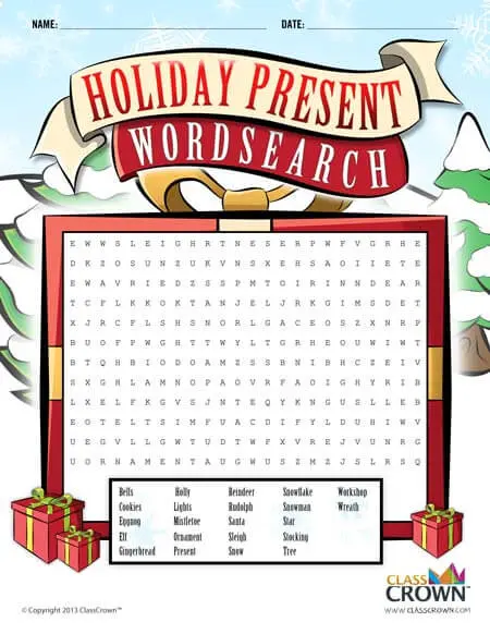 Christmas word search, present.